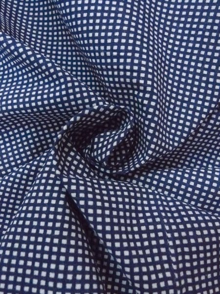 画像14: N0731F  浴衣（日本製）  綿   藍, チェック柄 【中古】 【USED】 【リサイクル】 ★★☆☆☆ (14)