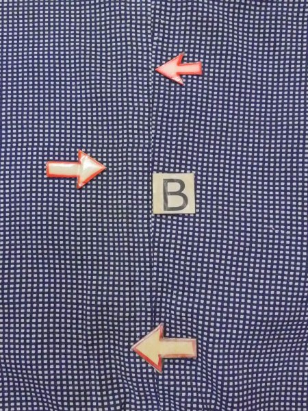 画像17: N0731F  浴衣（日本製）  綿   藍, チェック柄 【中古】 【USED】 【リサイクル】 ★★☆☆☆ (17)