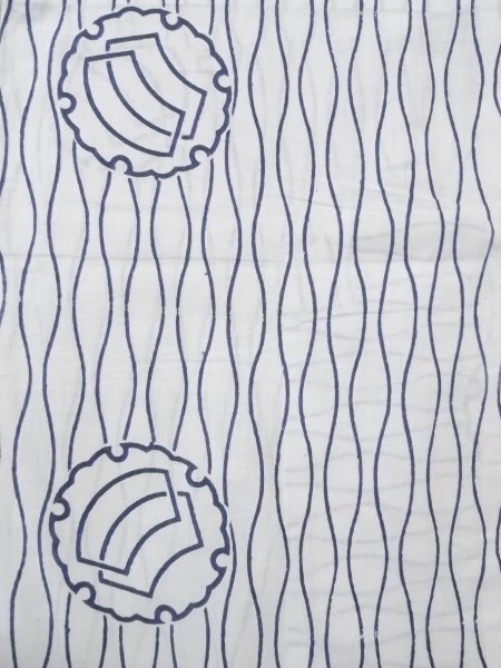 画像4: N0731H  浴衣（日本製）  綿   藍, 扇 【中古】 【USED】 【リサイクル】 ★★☆☆☆ (4)