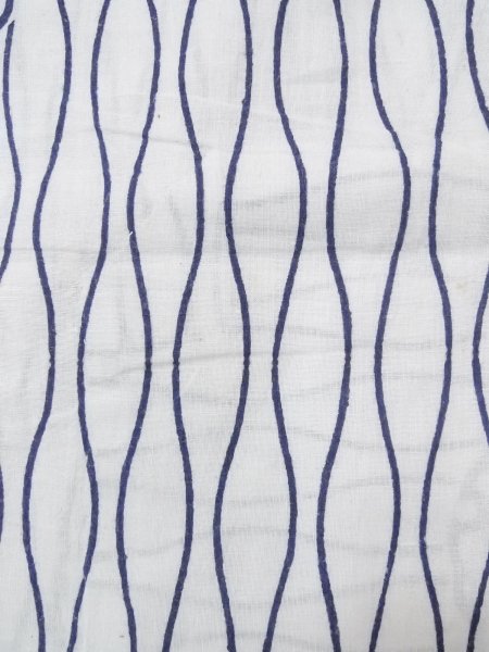 画像7: N0731H  浴衣（日本製）  綿   藍, 扇 【中古】 【USED】 【リサイクル】 ★★☆☆☆ (7)