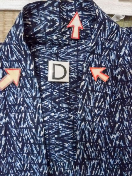 画像17: N0731N  浴衣（日本製）  綿  深い 藍, 抽象的模様 【中古】 【USED】 【リサイクル】 ★★☆☆☆ (17)