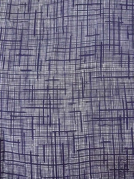 画像3: N0731V  男性用浴衣  綿   藍, チェック柄 【中古】 【USED】 【リサイクル】 ★☆☆☆☆ (3)