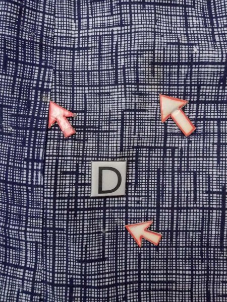 画像17: N0731V  男性用浴衣  綿   藍, チェック柄 【中古】 【USED】 【リサイクル】 ★☆☆☆☆ (17)