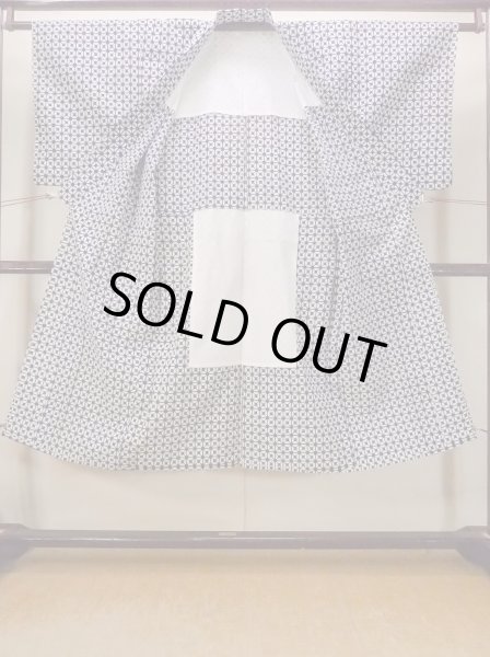 画像2: N0731Y  男性用浴衣  綿   藍, 幾何学模様 【中古】 【USED】 【リサイクル】 ★☆☆☆☆ (2)