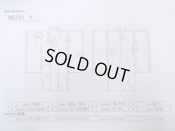 画像13: N0731Y  男性用浴衣  綿   藍, 幾何学模様 【中古】 【USED】 【リサイクル】 ★☆☆☆☆ (13)