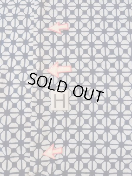 画像21: N0731Y  男性用浴衣  綿   藍, 幾何学模様 【中古】 【USED】 【リサイクル】 ★☆☆☆☆ (21)