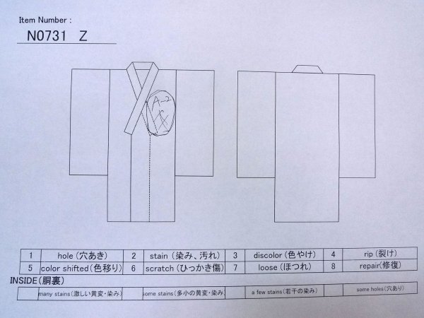 画像13: N0731Z  男性用浴衣  綿  深い 藍, 木目 【中古】 【USED】 【リサイクル】 ★★★☆☆ (13)
