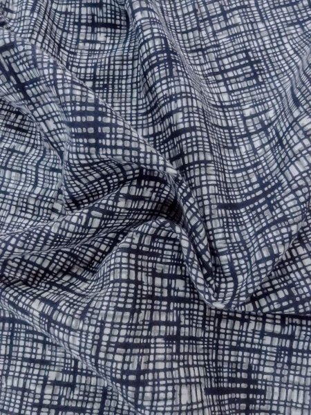 画像9: N0732B  男性用浴衣  綿   藍, チェック柄 【中古】 【USED】 【リサイクル】 ★★☆☆☆ (9)