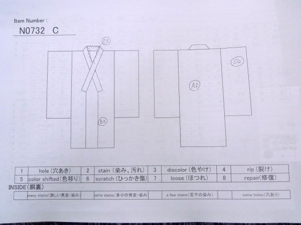 画像9: N0732C  男性用浴衣  綿   灰色, 四角 【中古】 【USED】 【リサイクル】 ★★★☆☆ (9)