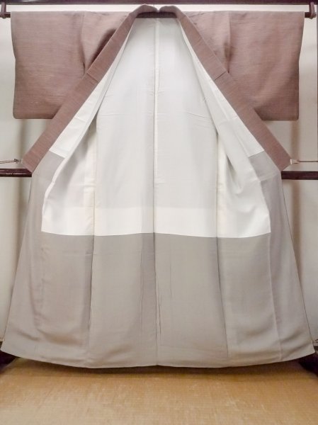 画像2: N0814B Mint  女性用 紬  シルク(正絹)   茶色, 縞 【中古】 【USED】 【リサイクル】 ★★★★☆ (2)