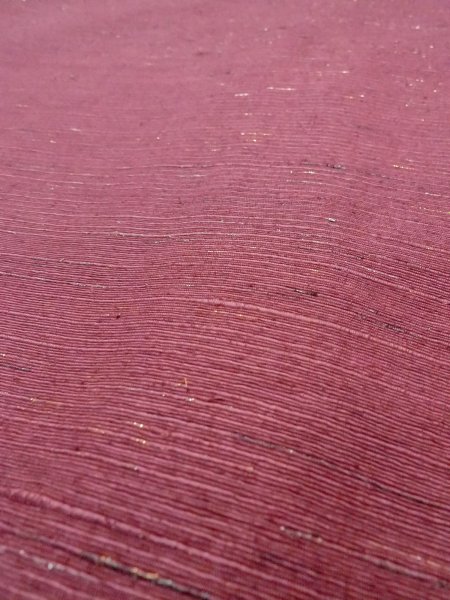 画像8: N0814C  女性用 紬  シルク(正絹)  淡い えんじ, 縞 【中古】 【USED】 【リサイクル】 ★★★☆☆ (8)