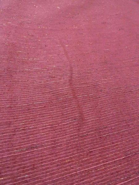 画像10: N0814C  女性用 紬  シルク(正絹)  淡い えんじ, 縞 【中古】 【USED】 【リサイクル】 ★★★☆☆ (10)