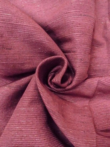 画像11: N0814C  女性用 紬  シルク(正絹)  淡い えんじ, 縞 【中古】 【USED】 【リサイクル】 ★★★☆☆ (11)