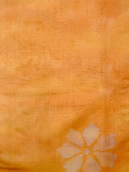 画像4: N0814J  女性用 織  シルク（正絹）  黄み 茶色, 花 【中古】 【USED】 【リサイクル】 ★★★☆☆ (4)