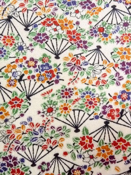 画像7: N0814O Mint  女性用 小紋  化繊   白, ぼたん 【中古】 【USED】 【リサイクル】 ★★★★☆ (7)