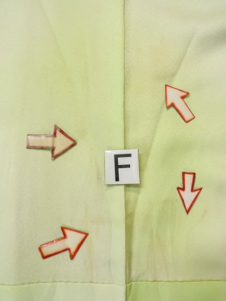 画像20: N0814R  女性用 付下げ  シルク（正絹） 光沢のある 淡い 黄緑色, ききょう 【中古】 【USED】 【リサイクル】 ★★☆☆☆ (20)