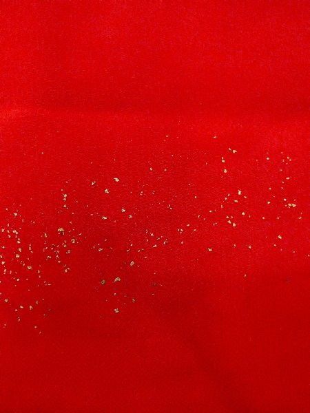 画像7: N0814V  女性用 子供用 長襦袢 シルク（正絹）   赤色, 花 【中古】 【USED】 【リサイクル】 ★★☆☆☆ (7)