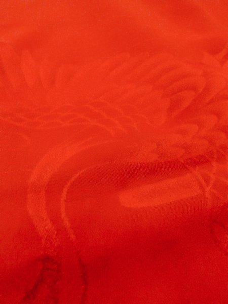 画像9: N0814W  女性用 子供用 長襦袢、他ダメージ シルク(正絹)   赤色, 花 【中古】 【USED】 【リサイクル】 ★☆☆☆☆ (9)