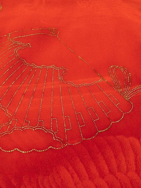 画像10: N0814W  女性用 子供用 長襦袢、他ダメージ シルク(正絹)   赤色, 花 【中古】 【USED】 【リサイクル】 ★☆☆☆☆ (10)