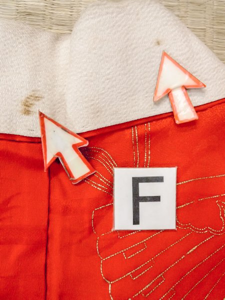 画像20: N0814W  女性用 子供用 長襦袢、他ダメージ シルク(正絹)   赤色, 花 【中古】 【USED】 【リサイクル】 ★☆☆☆☆ (20)