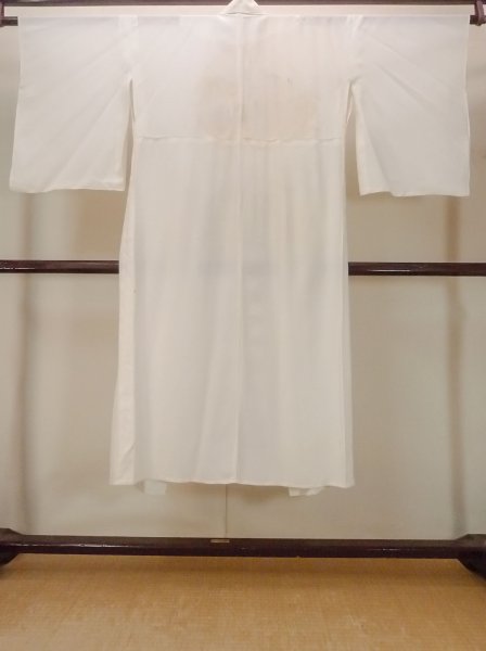 画像2: N0814Z  女性用 襦袢 前身頃の端に折り返し縫いなし シルク(正絹)   アイボリー, 縞 【中古】 【USED】 【リサイクル】 ★☆☆☆☆ (2)