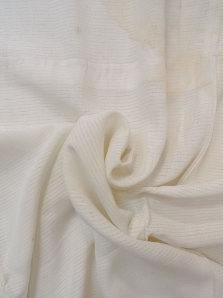 画像9: N0814Z  女性用 襦袢 前身頃の端に折り返し縫いなし シルク(正絹)   アイボリー, 縞 【中古】 【USED】 【リサイクル】 ★☆☆☆☆ (9)