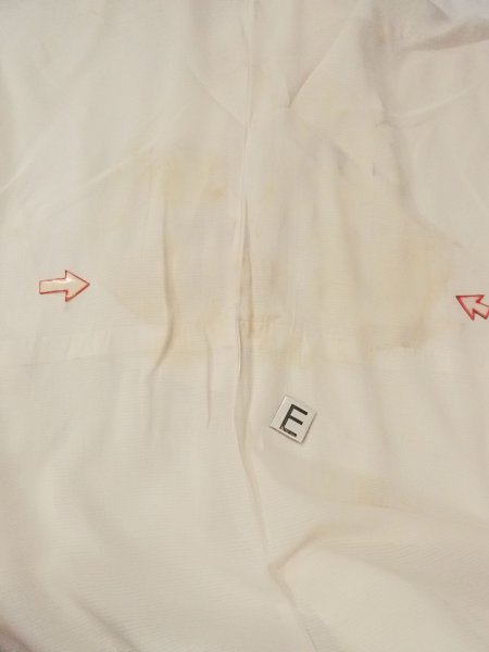 画像17: N0814Z  女性用 襦袢 前身頃の端に折り返し縫いなし シルク(正絹)   アイボリー, 縞 【中古】 【USED】 【リサイクル】 ★☆☆☆☆ (17)