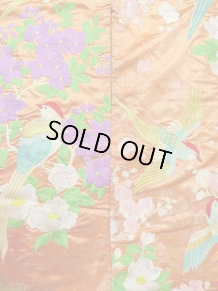 画像5: N0827C  女性用 打掛  シルク(正絹)  光沢のある 橙色, ぼたん 【中古】 【USED】 【リサイクル】 ★★★☆☆ (5)