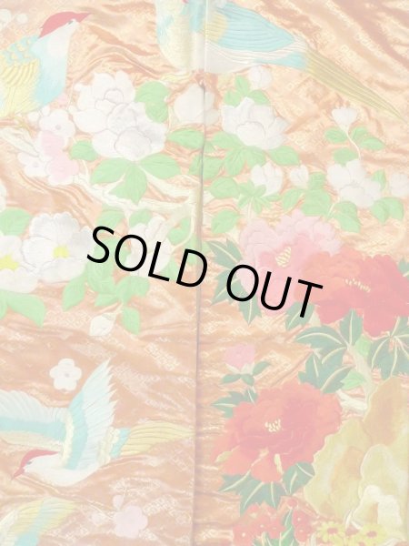 画像6: N0827C  女性用 打掛  シルク(正絹)  光沢のある 橙色, ぼたん 【中古】 【USED】 【リサイクル】 ★★★☆☆ (6)