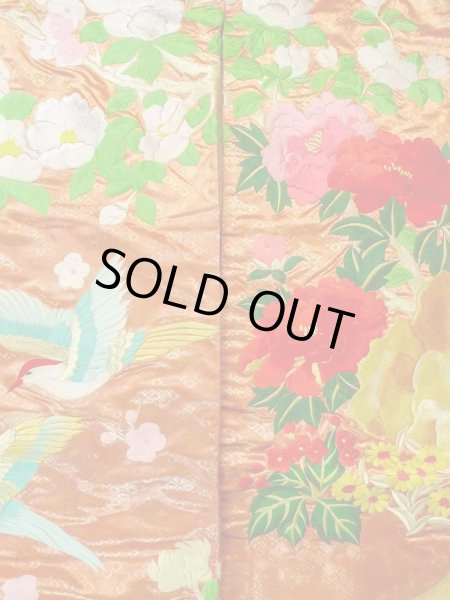 画像7: N0827C  女性用 打掛  シルク(正絹)  光沢のある 橙色, ぼたん 【中古】 【USED】 【リサイクル】 ★★★☆☆ (7)