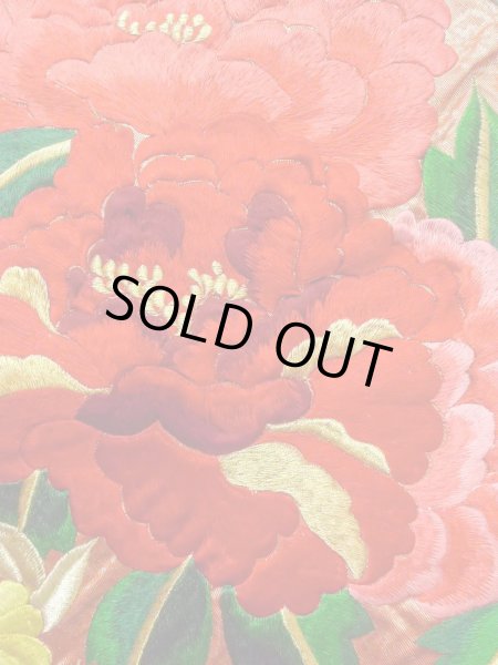 画像10: N0827C  女性用 打掛  シルク(正絹)  光沢のある 橙色, ぼたん 【中古】 【USED】 【リサイクル】 ★★★☆☆ (10)