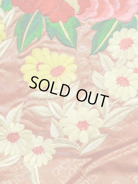 画像11: N0827C  女性用 打掛  シルク(正絹)  光沢のある 橙色, ぼたん 【中古】 【USED】 【リサイクル】 ★★★☆☆ (11)