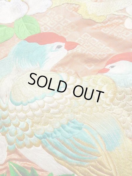 画像12: N0827C  女性用 打掛  シルク(正絹)  光沢のある 橙色, ぼたん 【中古】 【USED】 【リサイクル】 ★★★☆☆ (12)