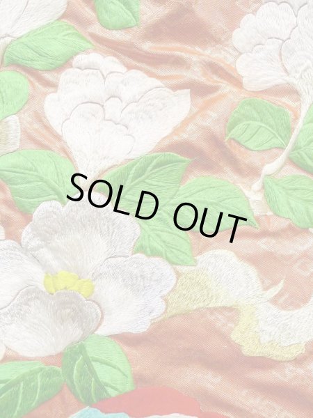 画像13: N0827C  女性用 打掛  シルク(正絹)  光沢のある 橙色, ぼたん 【中古】 【USED】 【リサイクル】 ★★★☆☆ (13)