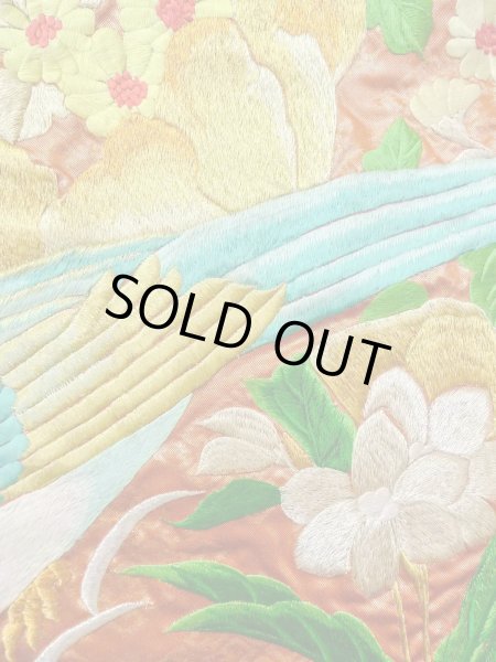 画像16: N0827C  女性用 打掛  シルク(正絹)  光沢のある 橙色, ぼたん 【中古】 【USED】 【リサイクル】 ★★★☆☆ (16)