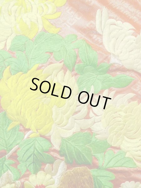 画像18: N0827C  女性用 打掛  シルク(正絹)  光沢のある 橙色, ぼたん 【中古】 【USED】 【リサイクル】 ★★★☆☆ (18)