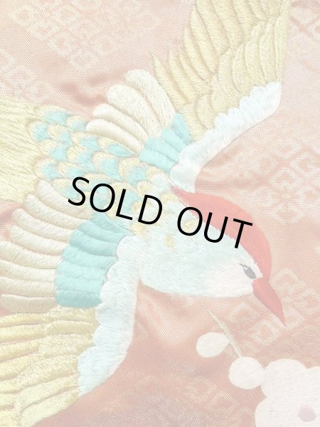 画像20: N0827C  女性用 打掛  シルク(正絹)  光沢のある 橙色, ぼたん 【中古】 【USED】 【リサイクル】 ★★★☆☆ (20)