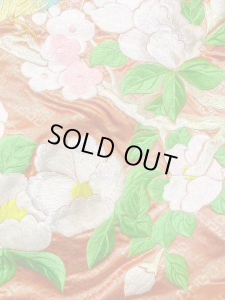 画像22: N0827C  女性用 打掛  シルク(正絹)  光沢のある 橙色, ぼたん 【中古】 【USED】 【リサイクル】 ★★★☆☆ (22)