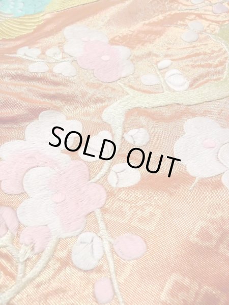 画像23: N0827C  女性用 打掛  シルク(正絹)  光沢のある 橙色, ぼたん 【中古】 【USED】 【リサイクル】 ★★★☆☆ (23)