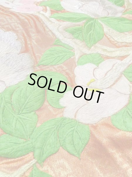 画像25: N0827C  女性用 打掛  シルク(正絹)  光沢のある 橙色, ぼたん 【中古】 【USED】 【リサイクル】 ★★★☆☆ (25)