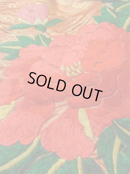 画像26: N0827C  女性用 打掛  シルク(正絹)  光沢のある 橙色, ぼたん 【中古】 【USED】 【リサイクル】 ★★★☆☆ (26)