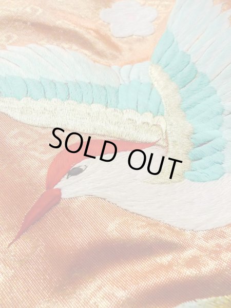 画像28: N0827C  女性用 打掛  シルク(正絹)  光沢のある 橙色, ぼたん 【中古】 【USED】 【リサイクル】 ★★★☆☆ (28)