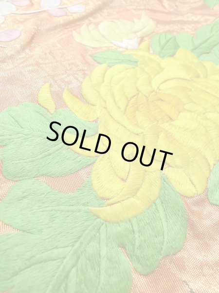 画像29: N0827C  女性用 打掛  シルク(正絹)  光沢のある 橙色, ぼたん 【中古】 【USED】 【リサイクル】 ★★★☆☆ (29)