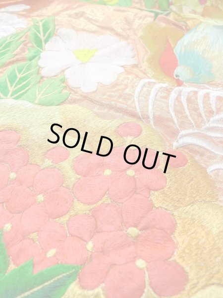 画像30: N0827C  女性用 打掛  シルク(正絹)  光沢のある 橙色, ぼたん 【中古】 【USED】 【リサイクル】 ★★★☆☆ (30)