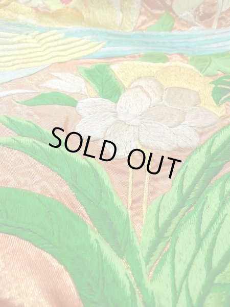 画像31: N0827C  女性用 打掛  シルク(正絹)  光沢のある 橙色, ぼたん 【中古】 【USED】 【リサイクル】 ★★★☆☆ (31)