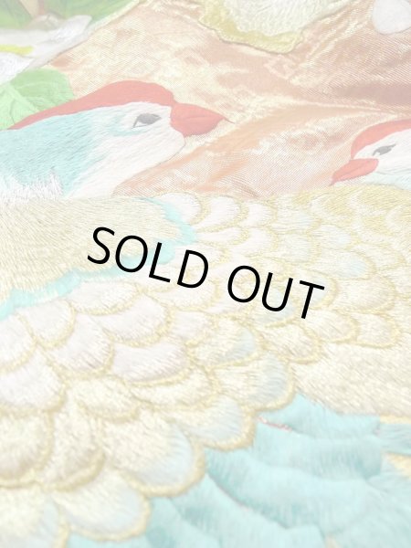 画像32: N0827C  女性用 打掛  シルク(正絹)  光沢のある 橙色, ぼたん 【中古】 【USED】 【リサイクル】 ★★★☆☆ (32)