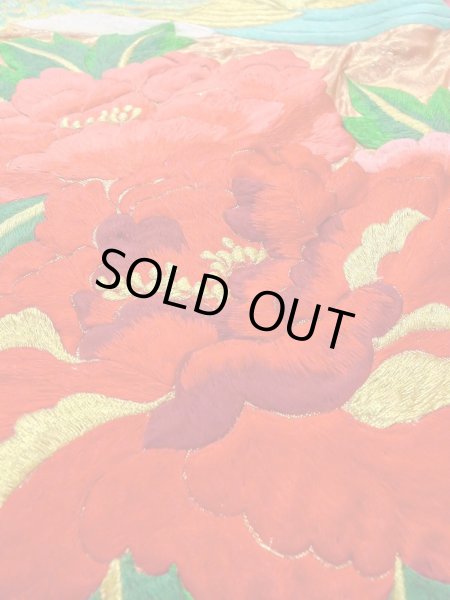 画像33: N0827C  女性用 打掛  シルク(正絹)  光沢のある 橙色, ぼたん 【中古】 【USED】 【リサイクル】 ★★★☆☆ (33)