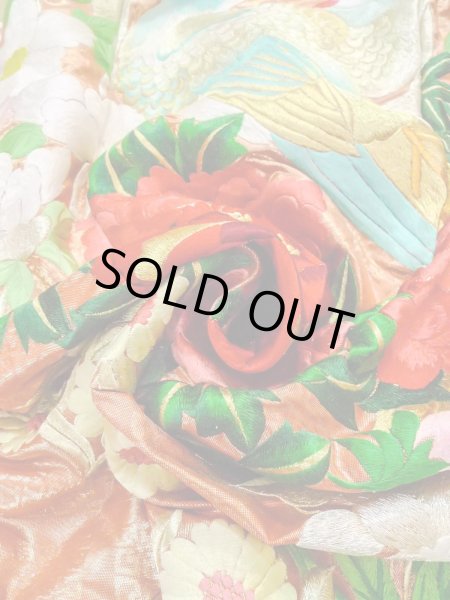 画像36: N0827C  女性用 打掛  シルク(正絹)  光沢のある 橙色, ぼたん 【中古】 【USED】 【リサイクル】 ★★★☆☆ (36)