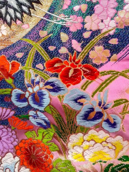 画像18: N0827F  女性用 打掛  シルク（正絹）  光沢のある 桃色, 桜 【中古】 【USED】 【リサイクル】 ★★★☆☆ (18)