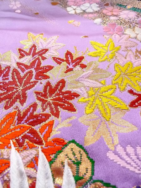 画像28: N0827F  女性用 打掛  シルク（正絹）  光沢のある 桃色, 桜 【中古】 【USED】 【リサイクル】 ★★★☆☆ (28)